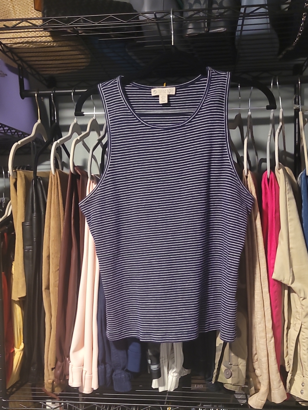 5 For $25 Navy and White Striped Tank Top - Women's